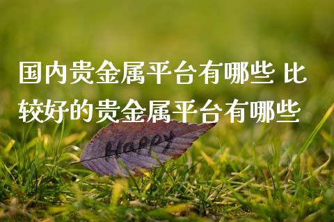 国内贵金属平台有哪些 比较好的贵金属平台有哪些