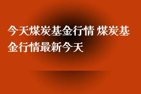 今天煤炭基金行情 煤炭基金行情最新今天