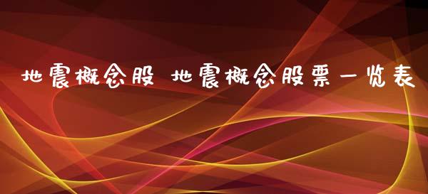 地震概念股 地震概念股票一览表