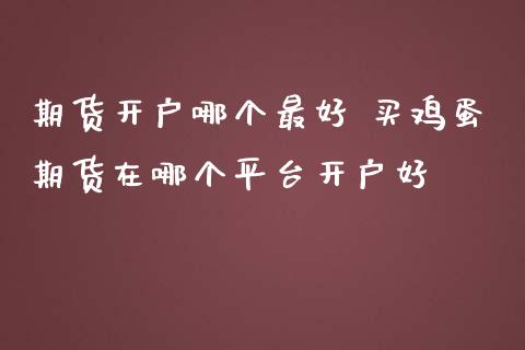 期货开户哪个最好 买鸡蛋期货在哪个平台开户好