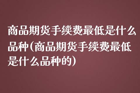 商品期货手续费最低是什么品种(商品期货手续费最低是什么品种的)