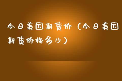 今日美国期货价（今日美国期货价格多少）