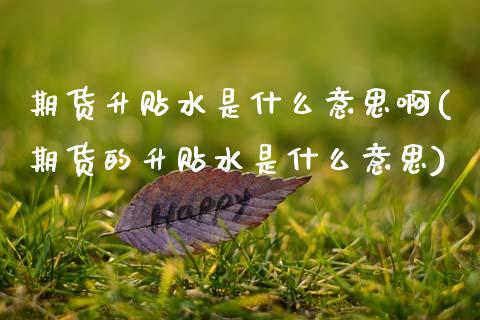 期货升贴水是什么意思啊(期货的升贴水是什么意思)
