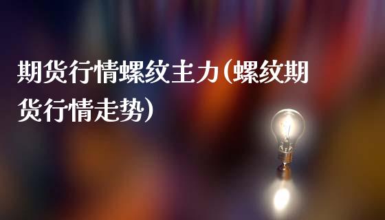期货行情螺纹主力(螺纹期货行情走势)