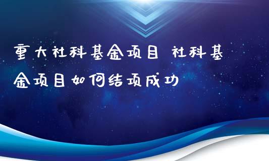 重大社科基金项目 社科基金项目如何结项成功