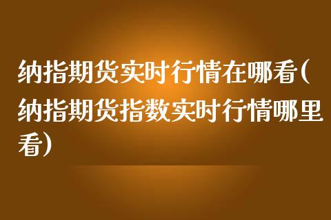 纳指期货实时行情在哪看(纳指期货指数实时行情哪里看)