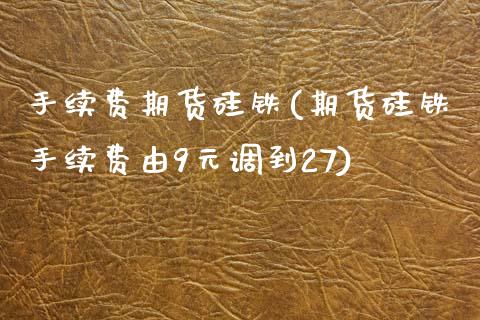 手续费期货硅铁(期货硅铁手续费由9元调到27)
