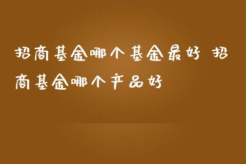 招商基金哪个基金最好 招商基金哪个产品好
