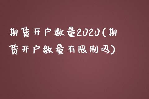 期货开户数量2020(期货开户数量有限制吗)