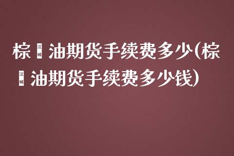 棕榈油期货手续费多少(棕榈油期货手续费多少钱)