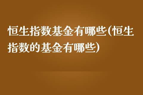 恒生指数基金有哪些(恒生指数的基金有哪些)