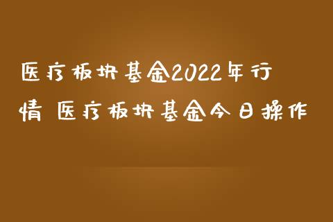 医疗板块基金2022年行情 医疗板块基金今日操作