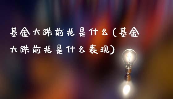 基金大跌前兆是什么(基金大跌前兆是什么表现)