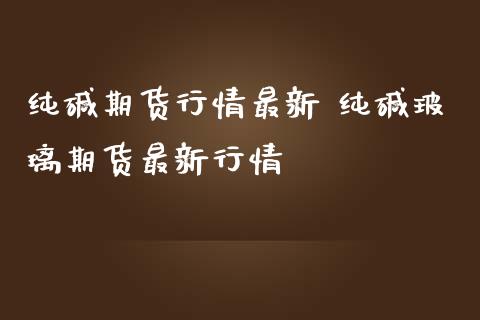 纯碱期货行情最新 纯碱玻璃期货最新行情