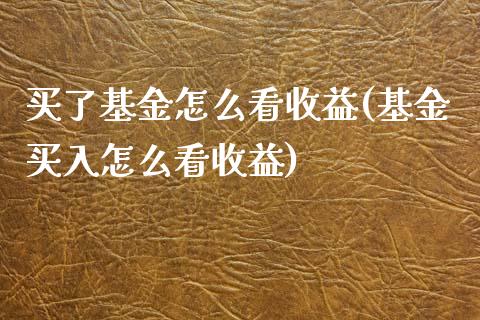 买了基金怎么看收益(基金买入怎么看收益)