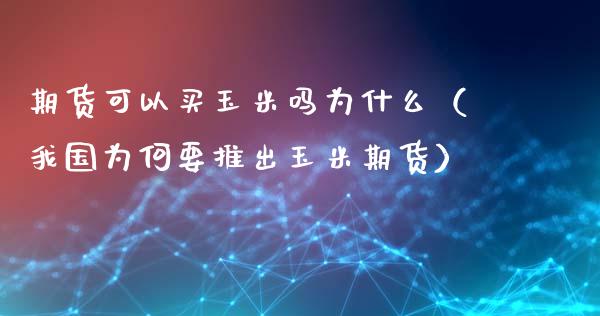 期货可以买玉米吗为什么（我国为何要推出玉米期货）