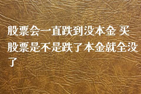 股票会一直跌到没本金 买股票是不是跌了本金就全没了