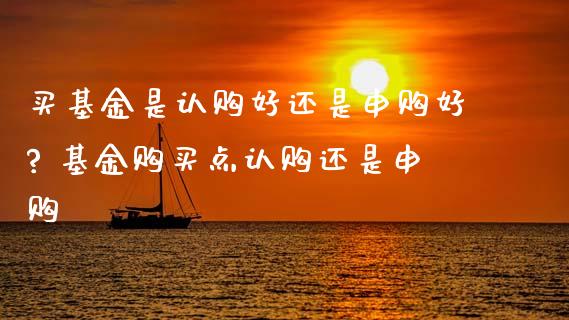 买基金是认购好还是申购好? 基金购买点认购还是申购