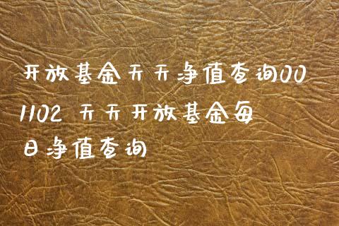 基金天天净值查询001102 天天基金每日净值查询