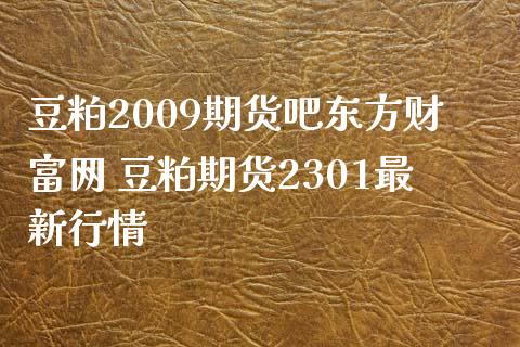 豆粕2009期货吧东方财富网 豆粕期货2301最新行情