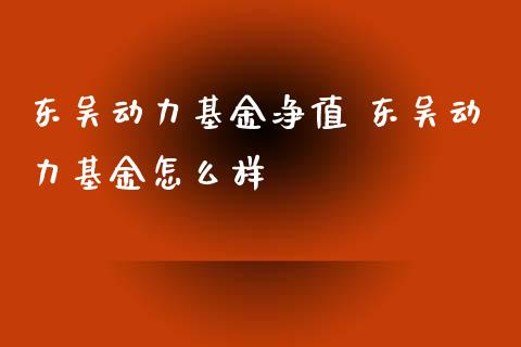 东吴动力基金净值 东吴动力基金怎么样_基金理财_第1张_宇龙理财网 东吴动力基金净值 东吴动力基金怎么样_https://www.dglong8.com_基金理财_第1张