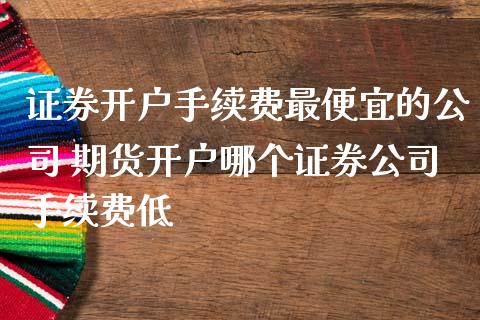 证券开户手续费最便宜的公司 期货开户哪个证券公司手续费低