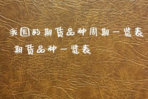 我国的期货品种周期一览表 期货品种一览表
