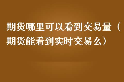 期货哪里可以看到交易量（期货能看到实时交易么）