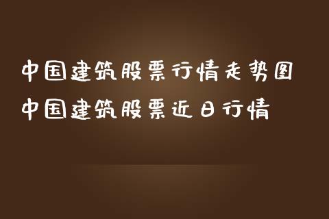 中国建筑股票行情走势图 中国建筑股票近日行情_https://www.dglong8.com_股票理财_第1张