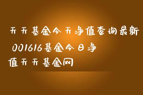 天天基金今天净值查询最新 001616基金今日净值天天基金网