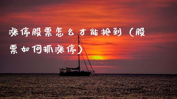 涨停股票怎么才能抢到（股票如何抓涨停）