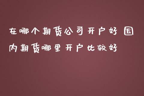 在哪个期货公司开户好 国内期货哪里开户比较好
