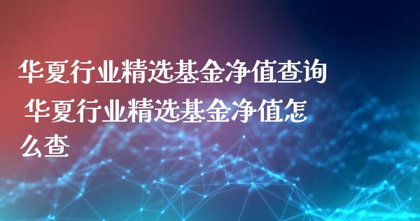 华夏行业精选基金净值查询 华夏行业精选基金净值怎么查