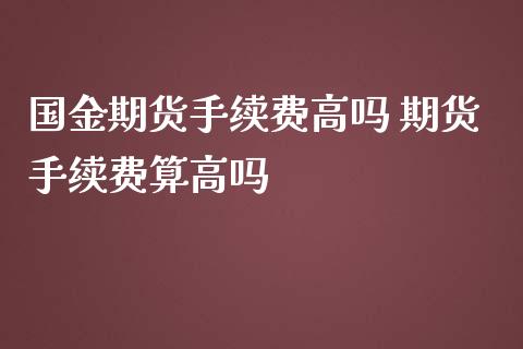国金期货手续费高吗 期货手续费算高吗