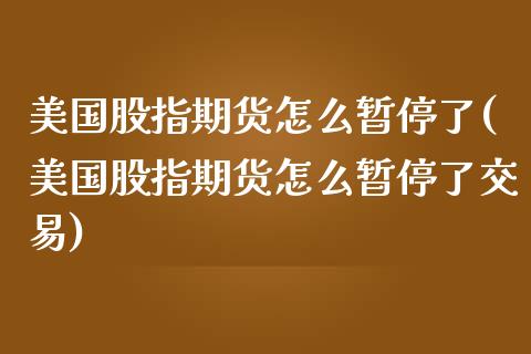 美国股指期货怎么暂停了(美国股指期货怎么暂停了交易)