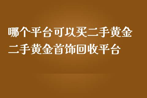 哪个平台可以买二手黄金 二手黄金首饰回收平台