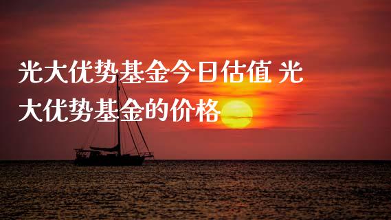 光大优势基金今日估值 光大优势基金的价格
