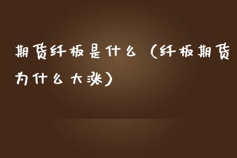 期货纤板是什么（纤板期货为什么大涨）