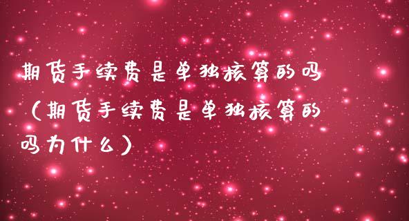 期货手续费是单独核算的吗（期货手续费是单独核算的吗为什么）_https://www.dglong8.com_股票理财_第1张