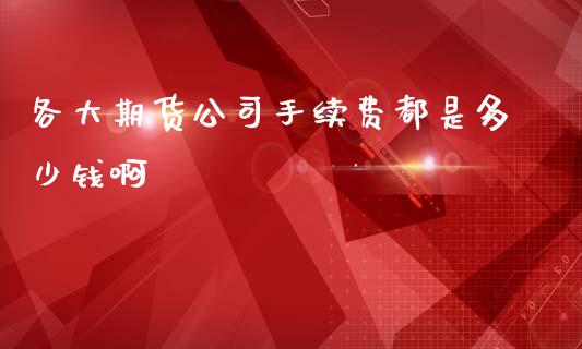 各大期货公司手续费都是多少钱啊
