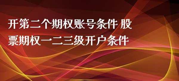 开第二个期权账号条件 股票期权一二开户条件