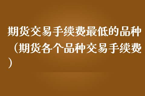 期货交易手续费最低的品种（期货各个品种交易手续费）
