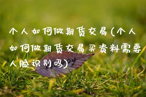 个人如何做期货交易(个人如何做期货交易买资料需要人脸识别吗)