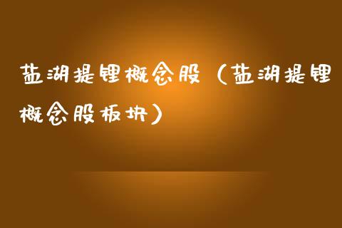 盐湖提锂概念股（盐湖提锂概念股板块）