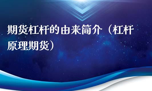 期货杠杆的由来简介（杠杆原理期货）