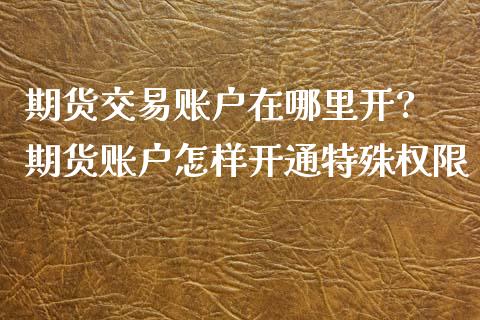 期货交易账户在哪里开? 期货账户怎样开通特殊权限