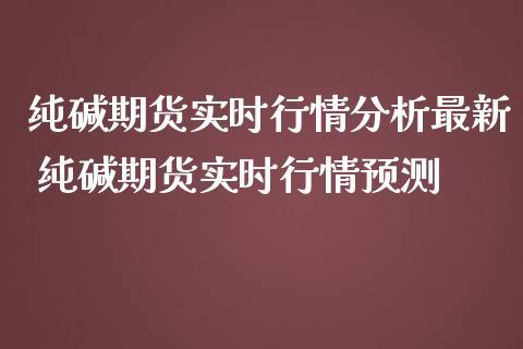 纯碱期货实时行情分析最新 纯碱期货实时行情预测