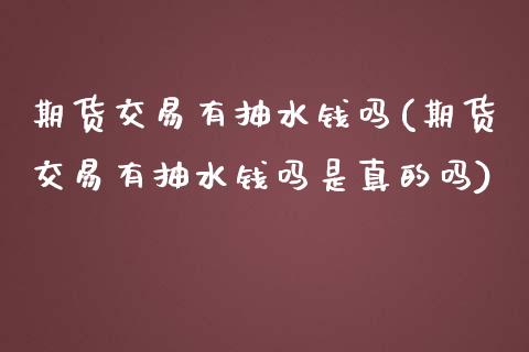 期货交易有抽水钱吗(期货交易有抽水钱吗是真的吗)