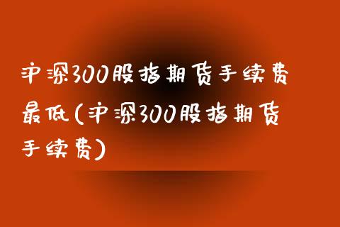 沪深300股指期货手续费最低(沪深300股指期货手续费)