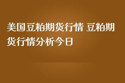 美国豆粕期货行情 豆粕期货行情分析今日